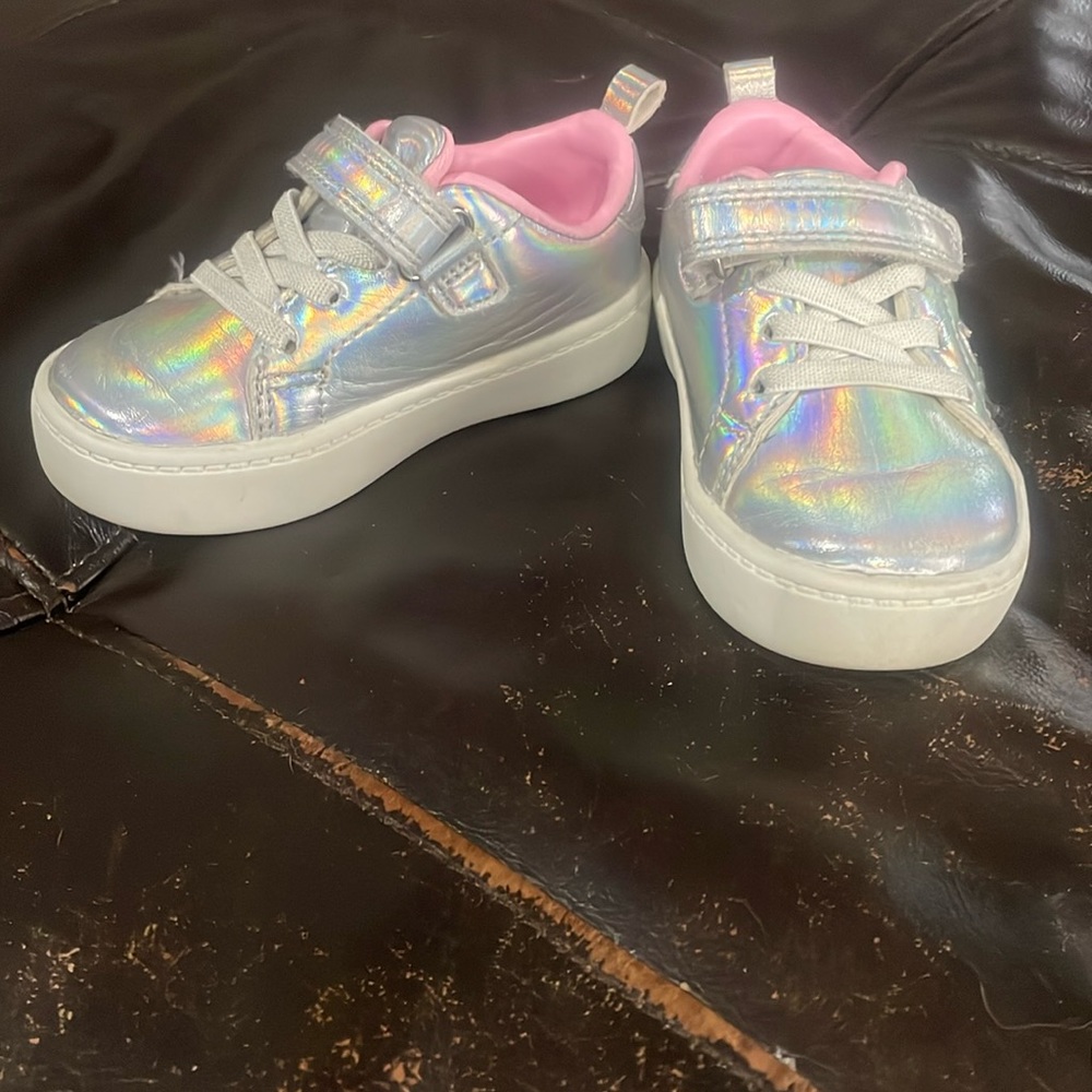 Carters size 5 (baby) silver sneakers